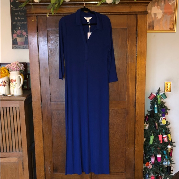 Lilly Pulitzer Ollie 3/4 Sleeve Maxi Polo Dress Blue Med Size XL